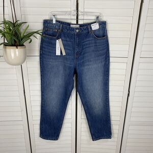 New‎ Topshop Mom Jeans High Waisted Tapered Leg Medium Wash Blue Size 34 US 12